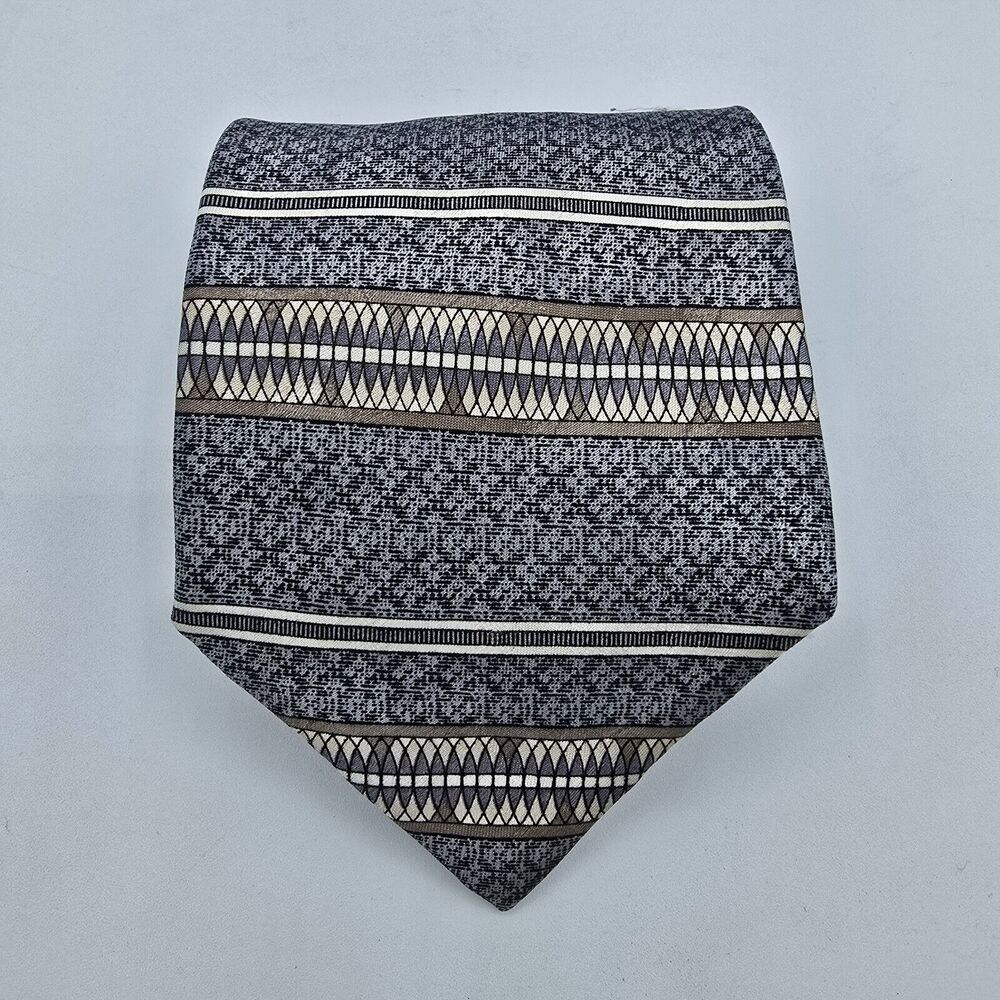 Necktie Mens Vintage David Taylor Grey Silver 100% Polyester Size 56.5 By 4